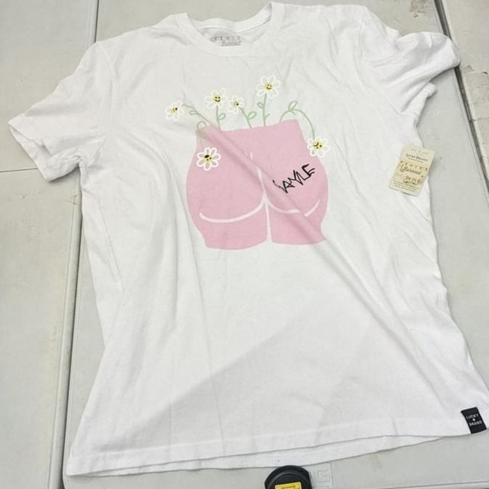 GAYLE L Scared But Trying Tour Tee‎ Graphic Flower Lucky brand NWT Band Shirt